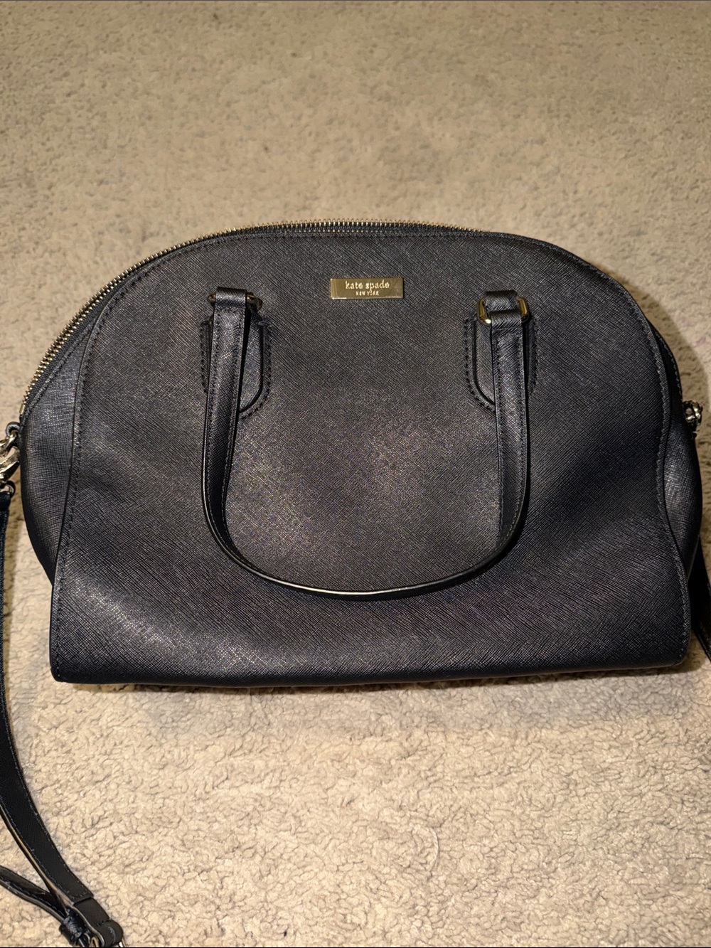 kate spade black dome satchel with removable strap